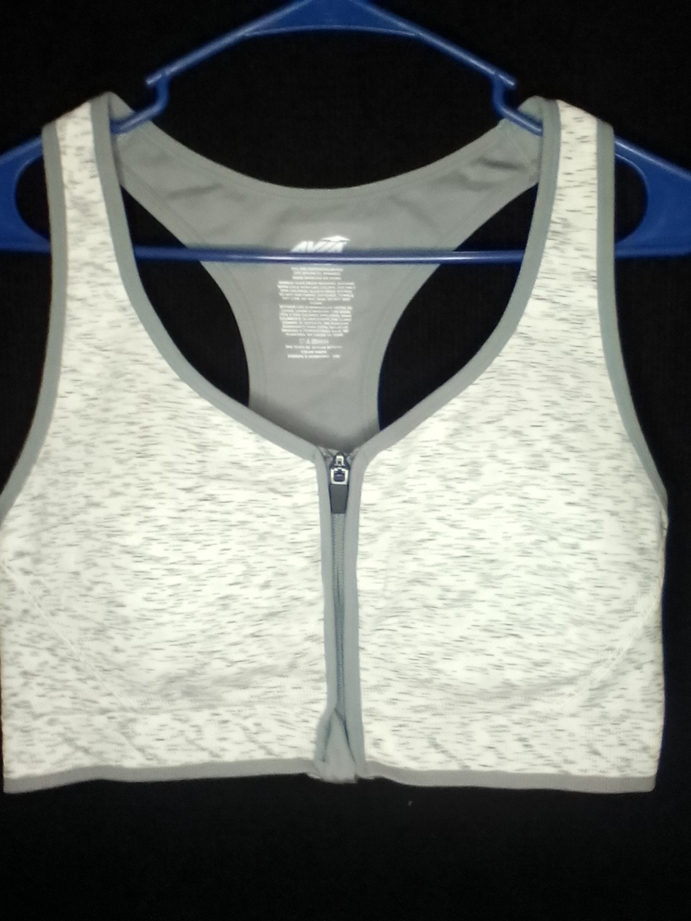 Front-Zip Light Gray Sports Bra - Women Intimates Xxl Avia